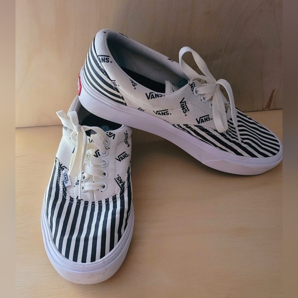 Vans... Black and White Striped Sneakers